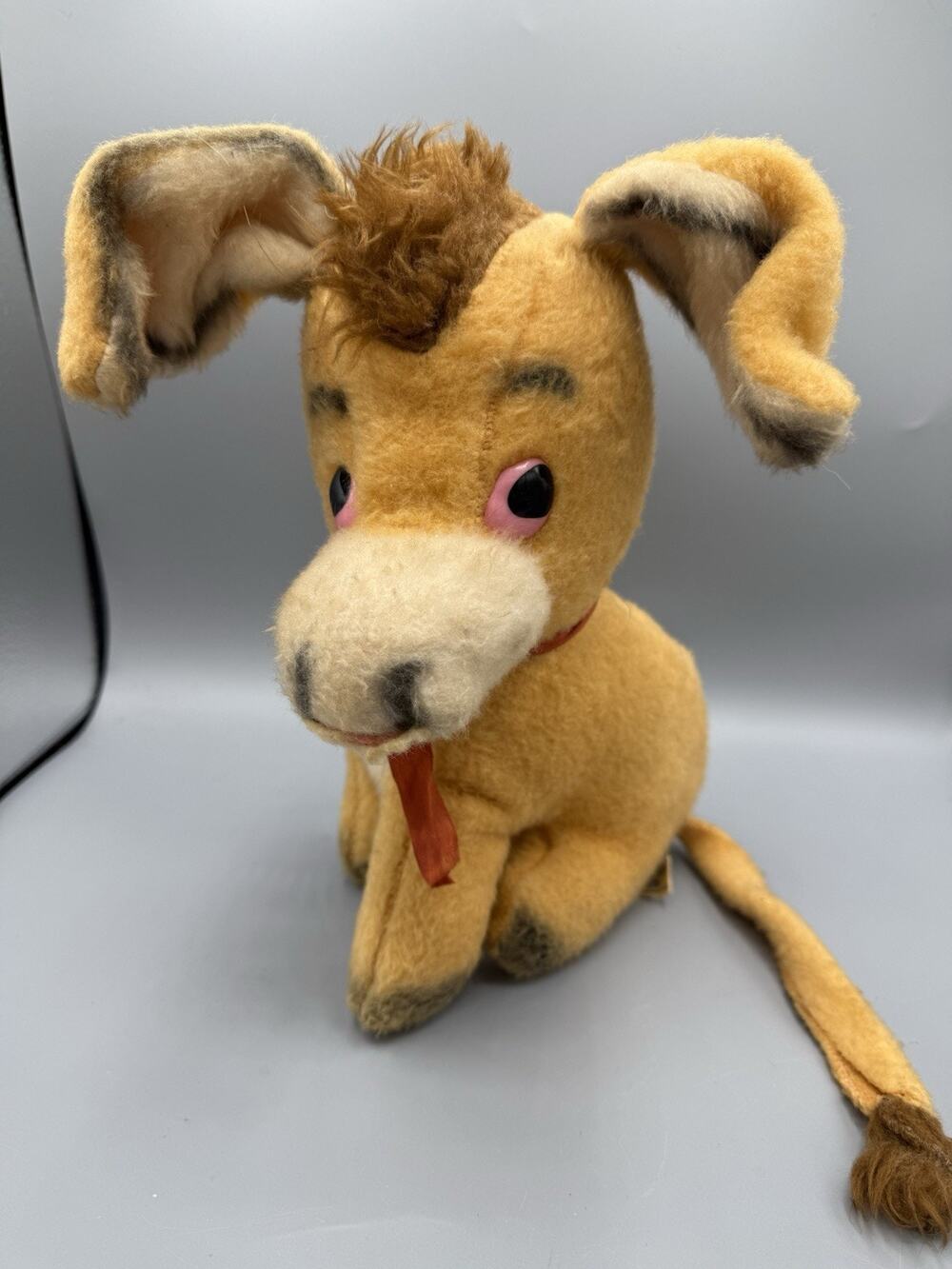 Vintage Animal Toys Plus Donkey Plush Haiti Pink Eyes 12” Mid Century Toy